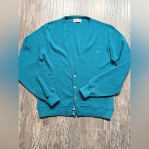 SOLD NFS Vintage Christian Dior Teal Cardigan Sweater Orlon Acrylic